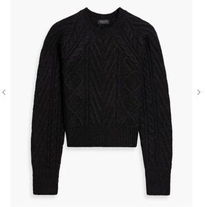 rag & bone Elizabeth Cable Knit Wool & Alpaca Blend Crop Sweater-Black XS